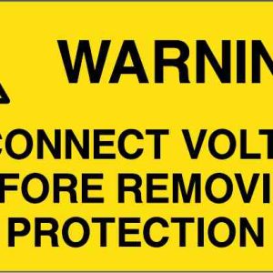 Foglio adesivo pvc 160x80 mm 4 etichette 80x40 mm warning disconnect voltage before removing protection